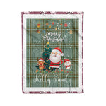 Personalized Gift Tartan Plaid Blanket Clan Kelly With Funny Santa Snowman Reindeer Merry Christmas Fleece Blanket, Home Living Room, Plaid Blanket, Tartan Blanket, Scottish Blanket, Buffalo fleece blanket, Christmas Blanket