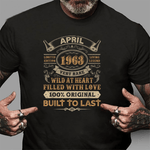Scotstee Shop - 58th Birthday Gifts 58 Years Old Retro Born In April 1963 Birthday Shirt