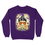 Standard Crew Neck Sweatshirt - Spooky Mama Messy Skull mom leopard witch Halloween - Scotstee Shop