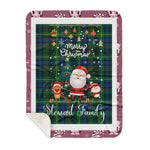 Personalized Gift Tartan Plaid Blanket Clan Stewart Hunting Modern With Funny Santa Snowman Reindeer Merry Christmas Gift Sherpa Blanket, blue plaid sherpa blanket,blue tartan sherpa blanket,Buchan,buffalo plaid sherpa blanket,christmas sherpa blanket,Christmas Throw Blanket