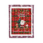 Personalized Gift Tartan Plaid Blanket Clan Sandilands Red With Funny Santa Snowman Reindeer Merry Christmas Fleece Blanket, Home Living Room, Plaid Blanket, Tartan Blanket, Scottish Blanket, Buffalo fleece blanket, Christmas Blanket