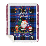 Personalized Gift Tartan Plaid Blanket Clan Maule Modem With Funny Santa Snowman Reindeer Merry Christmas Gift Sherpa Blanket, blue plaid sherpa blanket,blue tartan sherpa blanket,Buchan,buffalo plaid sherpa blanket,christmas sherpa blanket,Christmas Throw Blanket