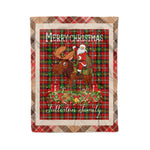 Personalized Gift Plaid Tartan Blanket Clan Fullerton With Moose Lover Xmas Gift Santa Riding Christmas Fleece Blanket