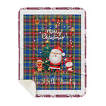 Personalized Gift Tartan Plaid Blanket Clan MacBeth Modern With Funny Santa Snowman Reindeer Merry Christmas Gift Sherpa Blanket, blue plaid sherpa blanket,blue tartan sherpa blanket,Buchan,buffalo plaid sherpa blanket,christmas sherpa blanket,Christmas Throw Blanket
