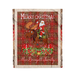 Personalized Gift Plaid Tartan Blanket Clan MacDougall With Moose Lover Xmas Gift Santa Riding Christmas Fleece Blanket