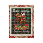 Personalized Gift Plaid Tartan Blanket Clan Brodie Modern With Moose Lover Xmas Gift Santa Riding Christmas Fleece Blanket