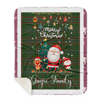 Personalized Gift Tartan Plaid Blanket Clan Gayre With Funny Santa Snowman Reindeer Merry Christmas Gift Sherpa Blanket, blue plaid sherpa blanket,blue tartan sherpa blanket,Buchan,buffalo plaid sherpa blanket,christmas sherpa blanket,Christmas Throw Blanket