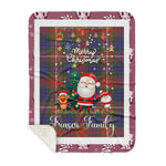 Personalized Gift Tartan Plaid Blanket Clan Fraser Hunting Modern With Funny Santa Snowman Reindeer Merry Christmas Gift Sherpa Blanket, blue plaid sherpa blanket,blue tartan sherpa blanket,Buchan,buffalo plaid sherpa blanket,christmas sherpa blanket,Christmas Throw Blanket