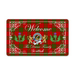 Doormat - Welcome Mat Scottish Clan Badge Dewar Tartan Door Mat, Plaid Doormat With Thistle and Two Lion Scottish
