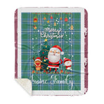 Personalized Gift Tartan Plaid Blanket Clan Irvine With Funny Santa Snowman Reindeer Merry Christmas Gift Sherpa Blanket, blue plaid sherpa blanket,blue tartan sherpa blanket,Buchan,buffalo plaid sherpa blanket,christmas sherpa blanket,Christmas Throw Blanket