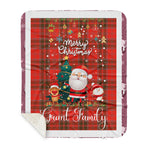 Personalized Gift Tartan Plaid Blanket Clan Grant Weathered With Funny Santa Snowman Reindeer Merry Christmas Gift Sherpa Blanket, blue plaid sherpa blanket,blue tartan sherpa blanket,Buchan,buffalo plaid sherpa blanket,christmas sherpa blanket,Christmas Throw Blanket