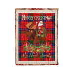 Personalized Gift Plaid Tartan Blanket Clan MacNicol With Moose Lover Xmas Gift Santa Riding Christmas Fleece Blanket