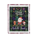 Personalized Gift Tartan Plaid Blanket Clan Monteith Modern With Funny Santa Snowman Reindeer Merry Christmas Fleece Blanket, Home Living Room, Plaid Blanket, Tartan Blanket, Scottish Blanket, Buffalo fleece blanket, Christmas Blanket