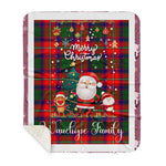 Personalized Gift Tartan Plaid Blanket Clan Wauchope With Funny Santa Snowman Reindeer Merry Christmas Gift Sherpa Blanket, blue plaid sherpa blanket,blue tartan sherpa blanket,Buchan,buffalo plaid sherpa blanket,christmas sherpa blanket,Christmas Throw Blanket