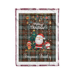 Personalized Gift Tartan Plaid Blanket Clan Ferguson Weathered With Funny Santa Snowman Reindeer Merry Christmas Fleece Blanket, Home Living Room, Plaid Blanket, Tartan Blanket, Scottish Blanket, Buffalo fleece blanket, Christmas Blanket
