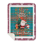 Personalized Gift Tartan Plaid Blanket Clan Wilson Ancient With Funny Santa Snowman Reindeer Merry Christmas Gift Sherpa Blanket, blue plaid sherpa blanket,blue tartan sherpa blanket,Buchan,buffalo plaid sherpa blanket,christmas sherpa blanket,Christmas Throw Blanket