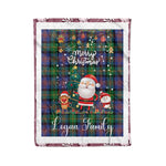 Personalized Gift Tartan Plaid Blanket Clan Logan Ancient With Funny Santa Snowman Reindeer Merry Christmas Fleece Blanket, Home Living Room, Plaid Blanket, Tartan Blanket, Scottish Blanket, Buffalo fleece blanket, Christmas Blanket