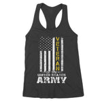 Veteran of United States US Army veteran Gold Women's Tank Top Army Shirts - Scotstee Shop