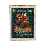 Personalized Gift Plaid Tartan Blanket Clan MacKay Modern With Moose Lover Xmas Gift Santa Riding Christmas Fleece Blanket