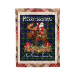 Personalized Gift Plaid Tartan Blanket Clan MacEwan With Moose Lover Xmas Gift Santa Riding Christmas Fleece Blanket