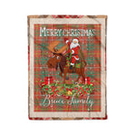 Personalized Gift Plaid Tartan Blanket Clan Bruce Ancient With Moose Lover Xmas Gift Santa Riding Christmas Fleece Blanket