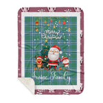 Personalized Gift Tartan Plaid Blanket Clan Irvine With Funny Santa Snowman Reindeer Merry Christmas Gift Sherpa Blanket, blue plaid sherpa blanket,blue tartan sherpa blanket,Buchan,buffalo plaid sherpa blanket,christmas sherpa blanket,Christmas Throw Blanket
