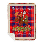 Personalized Gift Plaid Tartan Blanket Clan Hamilton Modern With Moose Lover Xmas Gift Santa Riding Buffalo Plaid Christmas Sherpa Blanket