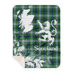 Scotstee Shop - Tartan Blanket Thistle and Lion Scottish Clan Johnston Dress Plaid Blanket - Sherpa Blanket