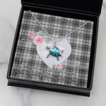 Sea Turtle Necklace Gift for My Beautiful Girlfriend Valentines Necklace Clan Sandilands Grey Tartan Blue Turtle Necklace