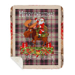 Personalized Gift Plaid Tartan Blanket Clan MacPherson Hunting Ancient With Moose Lover Xmas Gift Santa Riding Plaid Christmas Sherpa Blanket