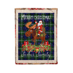 Personalized Gift Plaid Tartan Blanket Clan Forbes Modern With Moose Lover Xmas Gift Santa Riding Christmas Fleece Blanket