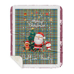 Personalized Gift Tartan Plaid Blanket Clan Balfour With Funny Santa Snowman Reindeer Merry Christmas Gift Sherpa Blanket, blue plaid sherpa blanket,blue tartan sherpa blanket,Buchan,buffalo plaid sherpa blanket,christmas sherpa blanket,Christmas Throw Blanket