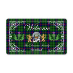 Doormat - Welcome Mat Scottish Clan Badge Duncan Tartan Door Mat, Plaid Doormat With Thistle and Two Lion Scottish