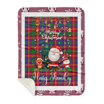 Personalized Gift Tartan Plaid Blanket Clan Haig With Funny Santa Snowman Reindeer Merry Christmas Gift Sherpa Blanket, blue plaid sherpa blanket,blue tartan sherpa blanket,Buchan,buffalo plaid sherpa blanket,christmas sherpa blanket,Christmas Throw Blanket