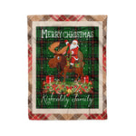 Personalized Gift Plaid Tartan Blanket Clan Kirkcaldy With Moose Lover Xmas Gift Santa Riding Christmas Fleece Blanket