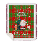 Personalized Gift Tartan Plaid Blanket Clan Peter With Funny Santa Snowman Reindeer Merry Christmas Gift Sherpa Blanket, blue plaid sherpa blanket,blue tartan sherpa blanket,Buchan,buffalo plaid sherpa blanket,christmas sherpa blanket,Christmas Throw Blanket