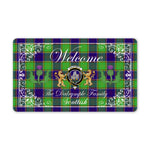 Doormat - Welcome Mat Scottish Clan Dalrymple Tartan Door Mat, Plaid Doormat With Thistle and Two Lion Scottish