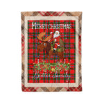 Personalized Gift Plaid Tartan Blanket Clan Butter With Moose Lover Xmas Gift Santa Riding Christmas Fleece Blanket