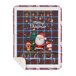 Personalized Gift Tartan Plaid Blanket Clan Dalmahoy With Funny Santa Snowman Reindeer Merry Christmas Gift Sherpa Blanket, blue plaid sherpa blanket,blue tartan sherpa blanket,Buchan,buffalo plaid sherpa blanket,christmas sherpa blanket,Christmas Throw Blanket