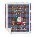 Personalized Gift Tartan Plaid Blanket Clan Anderson Modern With Funny Santa Snowman Reindeer Merry Christmas Gift Sherpa Blanket, blue plaid sherpa blanket,blue tartan sherpa blanket,Buchan,buffalo plaid sherpa blanket,christmas sherpa blanket,Christmas Throw Blanket