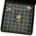 To My Beautiful Soulmate Sunflower Necklace In Your Eyes I Have Found My Home Clan Ferguson Modern Tartan Jewelry For Girlfriend, Tartan Sunflower Pendant Necklace, Scottish Tartan Jewelry, valentine necklace, necklace girlfriend, necklace for wife, cute necklaces for girlfriend, jewelry for girlfriend, to my soulmate necklace, to my future wife necklace