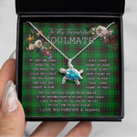 Sea Turtle Necklace To My Beautiful Soulmate Necklace In Your Eyes I Have Found My Home Clan Halkett Tartan Blue Turtle Necklace, Valentine Necklace Gift for Girlfriend Clan Mitchell Ancient Tartan Sunflower Pendant Necklace, Scottish Tartan Jewelry, valentine necklace, necklace girlfriend, necklace for wife, cute necklaces for girlfriend, jewelry for girlfriend, to my soulmate necklace, to my future wife necklace