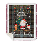 Personalized Gift Tartan Plaid Blanket Clan Stewart Old Weathered With Funny Santa Snowman Reindeer Merry Christmas Gift Sherpa Blanket, blue plaid sherpa blanket,blue tartan sherpa blanket,Buchan,buffalo plaid sherpa blanket,christmas sherpa blanket,Christmas Throw Blanket