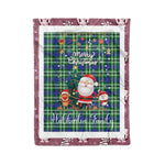 Personalized Gift Tartan Plaid Blanket Clan Haliburton With Funny Santa Snowman Reindeer Merry Christmas Fleece Blanket, Christmas Blanket, Plaid Blanket, Tartan Blanket,Scottish Blanket
