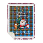 Scotstee Shop - Personalized Gift Tartan Plaid Blanket Clan Anderson With Funny Santa Snowman Reindeer Merry Christmas Gift Sherpa Blanket