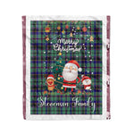 Personalized Gift Tartan Plaid Blanket Clan Stevenson With Funny Santa Snowman Reindeer Merry Christmas Fleece Blanket, Home Living Room, Plaid Blanket, Tartan Blanket, Scottish Blanket, Buffalo fleece blanket, Christmas Blanket