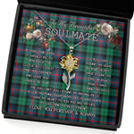 To My Beautiful Soulmate Sunflower Necklace In Your Eyes I Have Found My Home Clan Urquhart Modern Tartan Jewelry For Girlfriend, Tartan Sunflower Pendant Necklace, Scottish Tartan Jewelry, valentine necklace, necklace girlfriend, necklace for wife, cute necklaces for girlfriend, jewelry for girlfriend, to my soulmate necklace, to my future wife necklace