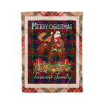 Personalized Gift Plaid Tartan Blanket Clan Tennant With Moose Lover Xmas Gift Santa Riding Christmas Fleece Blanket