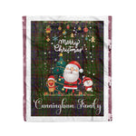 Personalized Gift Tartan Plaid Blanket Clan Cunningham Hunting With Funny Santa Snowman Reindeer Merry Christmas Fleece Blanket, Home Living Room, Plaid Blanket, Tartan Blanket, Scottish Blanket, Buffalo fleece blanket, Christmas Blanket