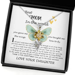 Sunflower Pendant Necklace - Mom Necklace Gift - Daughter Gift To Best Mom, You Gave Me The Wings To Fly Mom Necklace